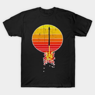 Cool Rocket Launch Distressed Design T-Shirt